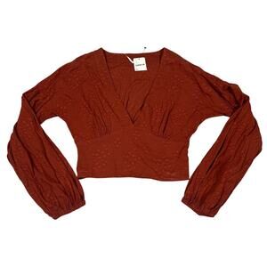 Free People V-Neck Long Sleeve Blouse Womens Size M